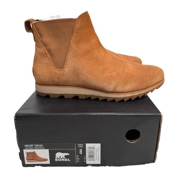 Sorel Harlow Chelsea Boots Camel Brown Suede Waterproof fall winter Women’s 8 - Picture 6 of 16